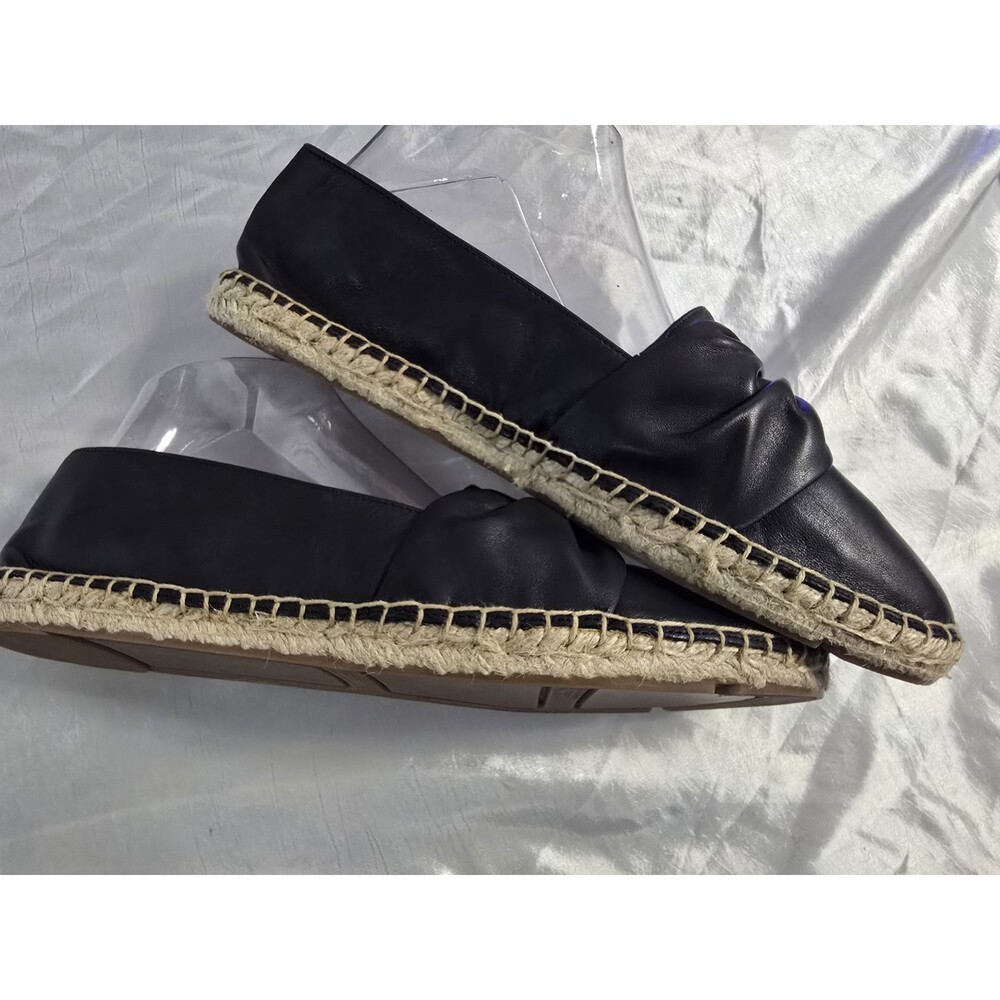 Talbots IZZY Knot Detail Espadrilles SOFT Comfort Size 9.5 Black Leather Slip-on - Picture 6 of 10